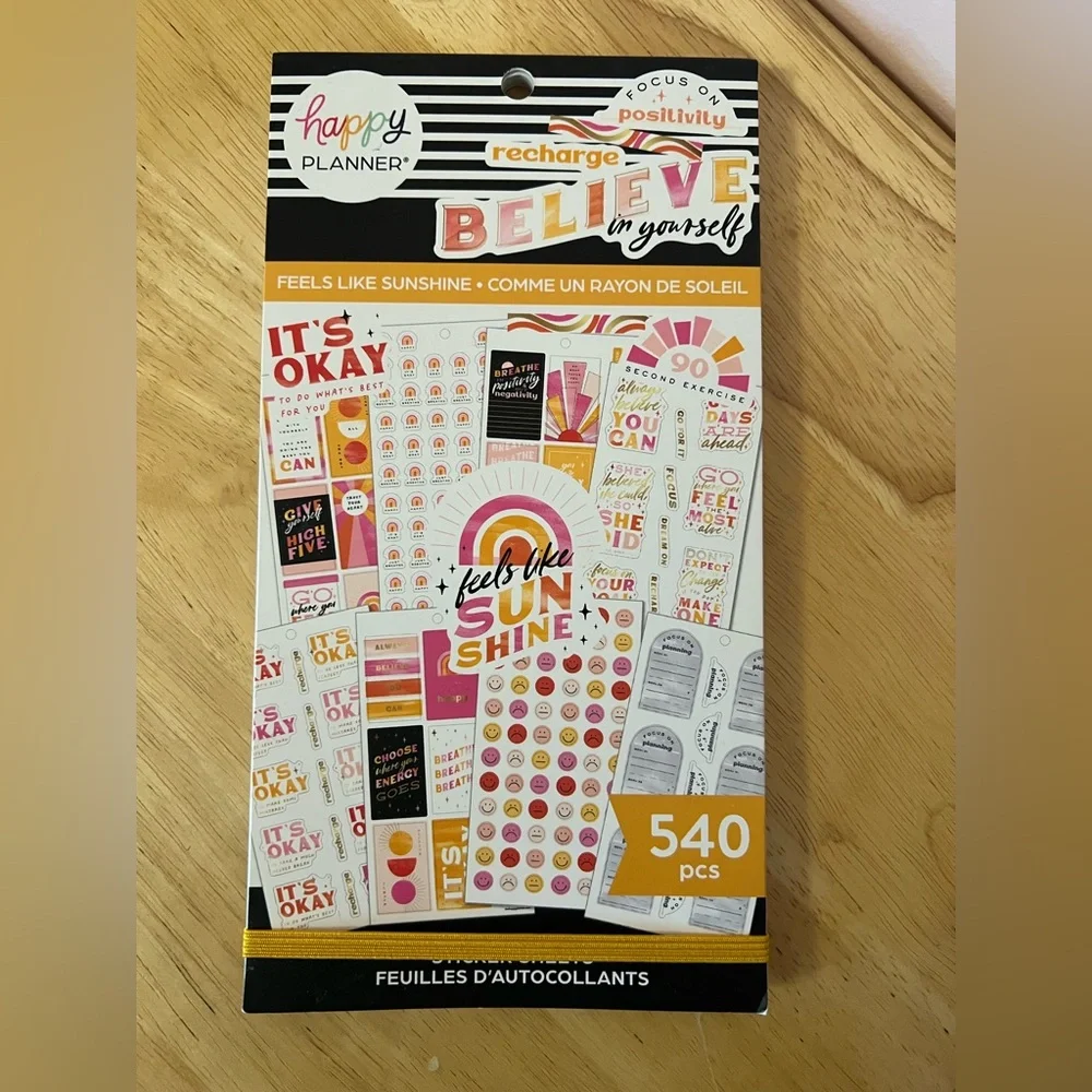 Happy Planner Recharge Believe Sticker Set - Orange, Pink, Yellow